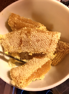 Honey in the bowl.