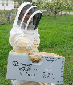 Byers grandson and his new hive.